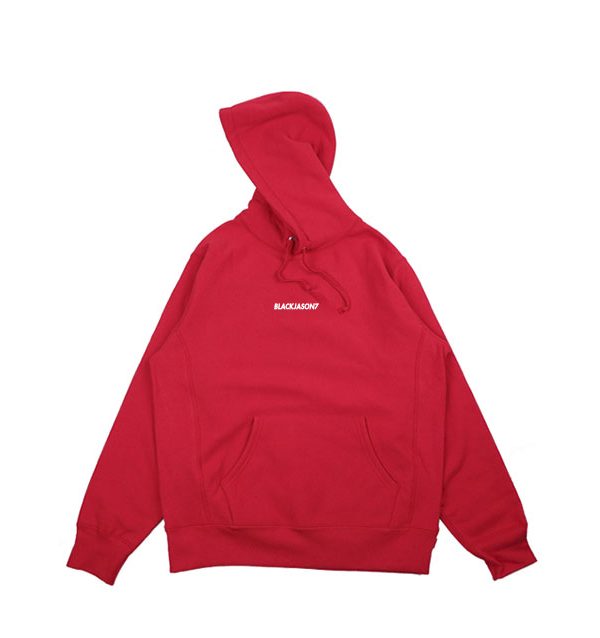 BLACKJASON7 SMALL LOGO HOODIE RED
