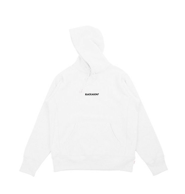 BLACKJASON7 SMALL LOGO HOODIE WHITE